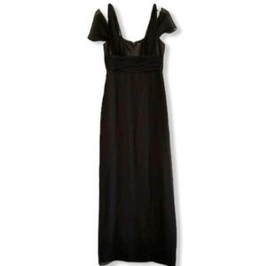 Badgley Mischka Black Chiffon Bridesmaids Cap Sleeve Gown 4